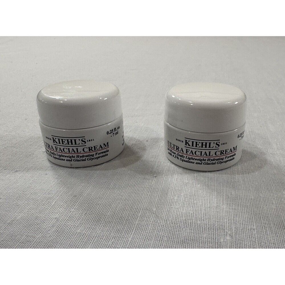 Two Kiehl's Ultra Facial Cream, Lightweight Moisturizer Trial Size 0.25 Oz.